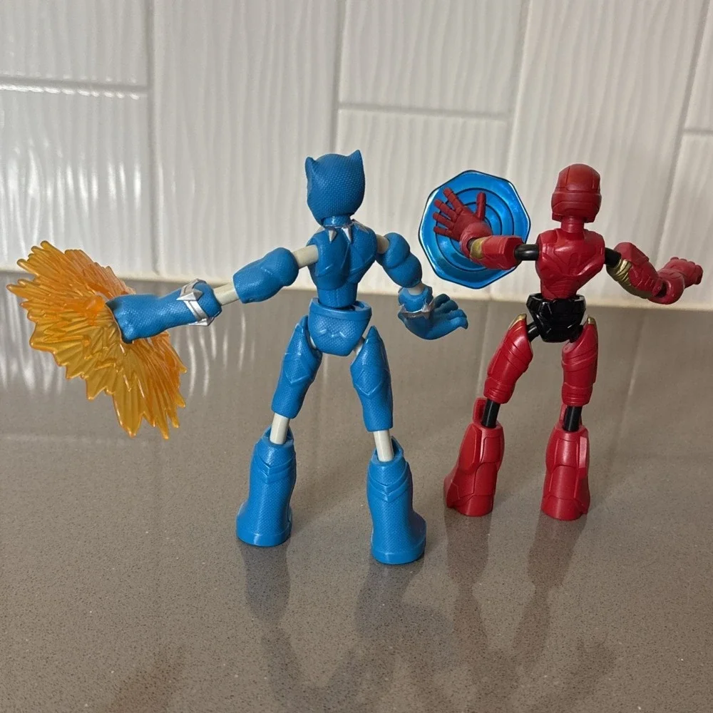 Lot 3 Hasbro Bend Flex Marvel Avengers Iron Man Black Panther Ice Action Figure
